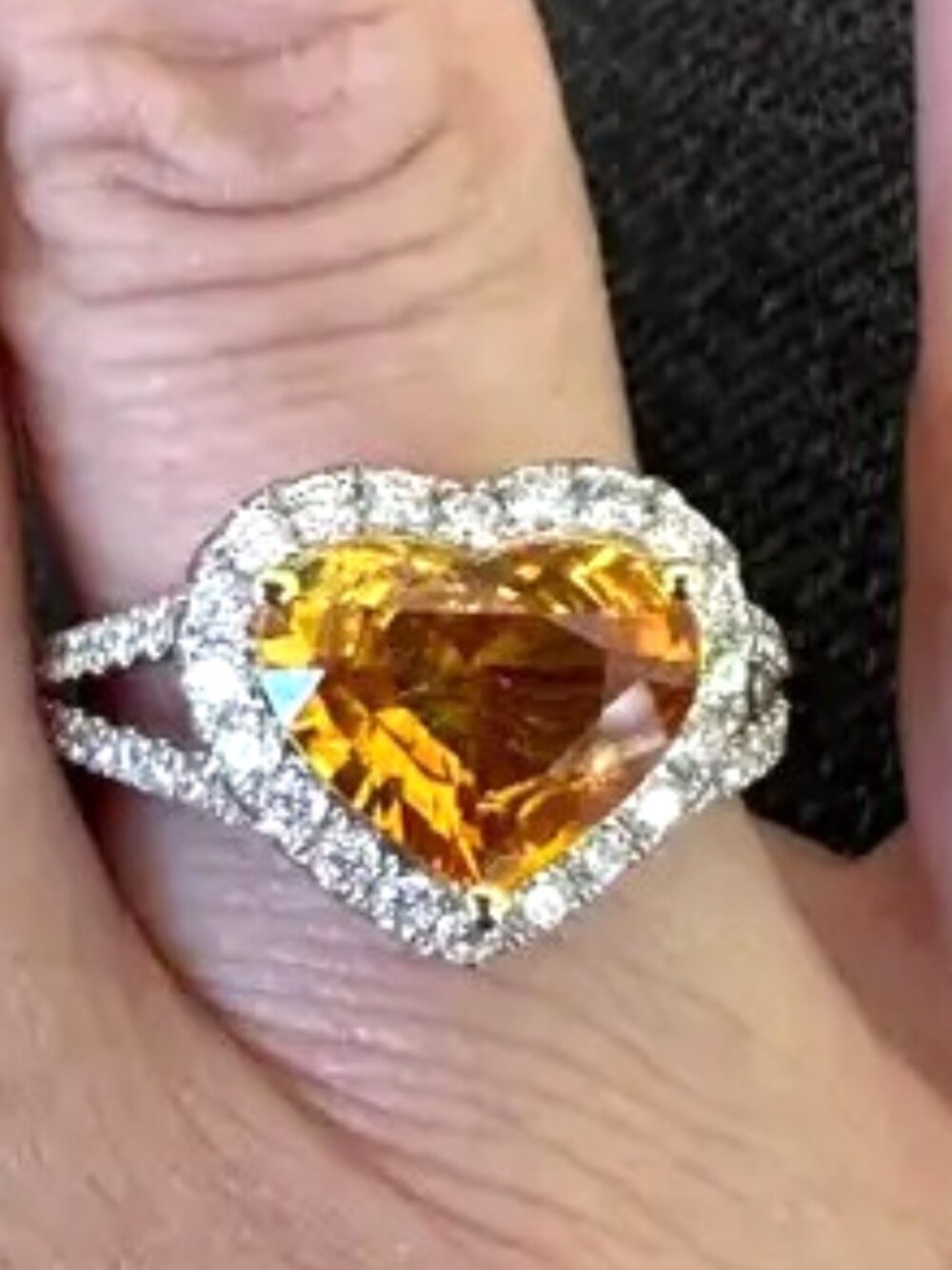 Sterling Silver Citrine Heart Ring